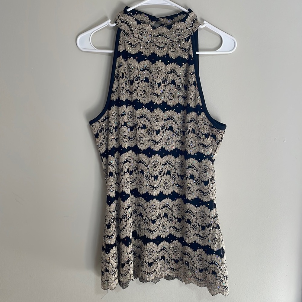 Dress Barn High Neck Sparkly Sleeveless Top